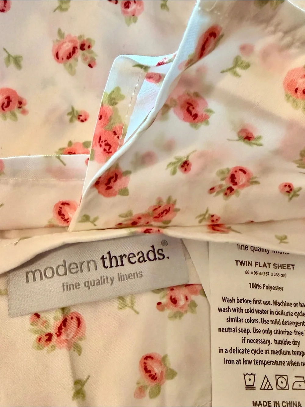 English Rosebuds Twin Sheet Set |Teal Green| Shabby Chic Romantic Floral Cottage